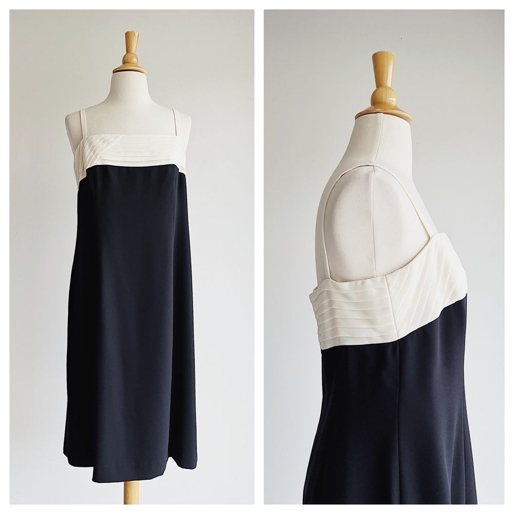 VINTAGE | Liz Claiborne Night Black and Ivory Cocktail Dress | 12
